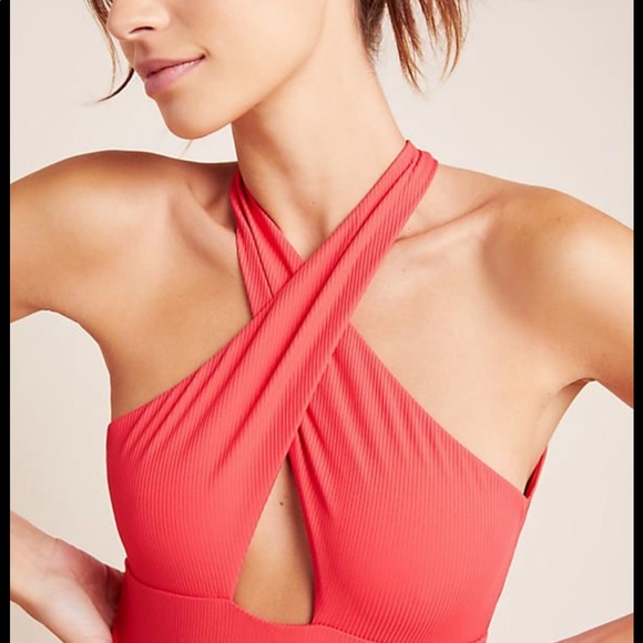 Anthropologie ONIA red Ribbed One piece new 🐚🐚 - Picture 4 of 8